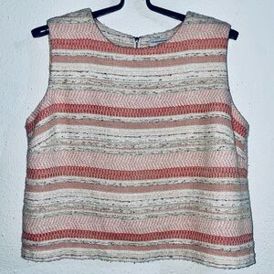 Katherine Barclay Tweed Textured Striped Sleeveless Top sz.L